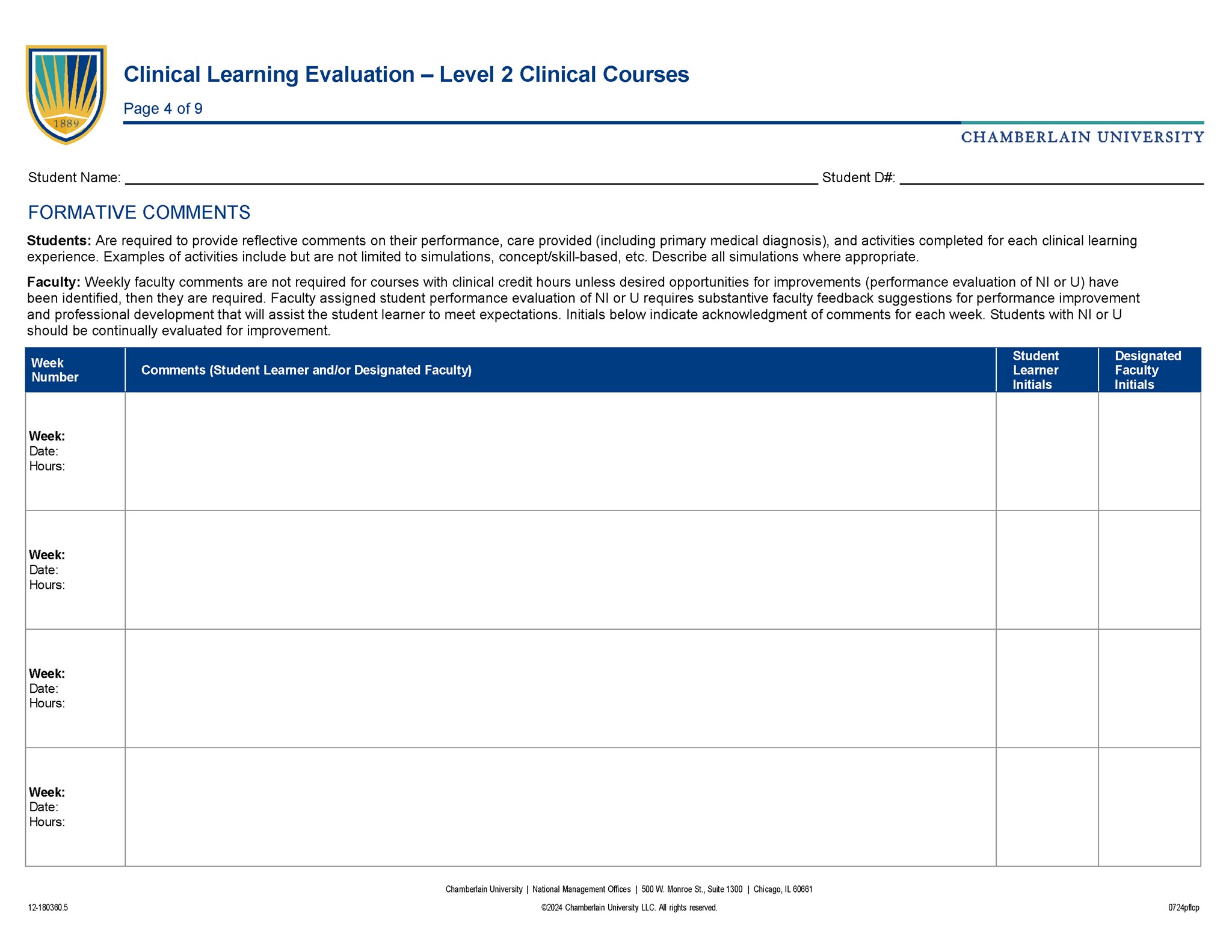 Picture of Clinical Learning Evaluation - Level 2 Clinical Courses (Interactive Electronic Only)